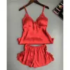 Cotton Two Piece Set Women Sleepwear Silk Pajamas Sexy Chest Pad Nightwear Summer Lace Homewear Lingerie 210607