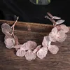 Diademas nupciales de alambre hechas a mano con flores de oro rosa, accesorios para mujer, diademas, joyería para la cabeza de lujo para novia