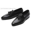 Luxus Herren Kleid Schuhe Echtes Leder Schwarz Quaste Hochzeit Loafer Doppel Schnallen Business Büro Formale Slip On Herren Schuhe