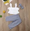 Barn baby tjejer kläder sätter sommar denim långärmad toppar skjorta + tutu klänning + huvudband 3pcs outfits set