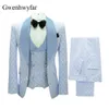Gwenhwyfar Nieuwe polka dot pak voor mannen op maat gemaakte sjaal reversblazer vest met