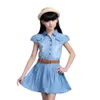 Children Kids Denim Cowboy Dress For Teens Girls Summer Dress Vestidos Clothes 4 5 6 7 8 9 10 11 12 14 Years Old New 2021 Q0716