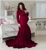 photography dress Mercerized Cotton pregnant women's V-neck floor dragging long sleeved 1185