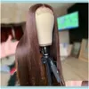 Products Front Wig Transparent Lace Frontal V Part Brazilian Bone Straight Human Hair Wigs 8Lr2A