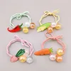 Été enfants Simple mignon coloré perles acrylique fruits élastique cheveux corde mode douce fille princesse queue de cheval coiffure