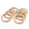 68mm (2.68INCH) Natur Trä Ring Teether Montessori Baby Toy Organic Infant Tanding Toy Tillbehör Halsband DIY Baby Teether