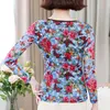 Güz Casual Çiçek Dantel Kadınlar Bluz Uzun Kollu O-Boyun Zarif S Bluzlar Tüm Maç Slim Tops Camisa Mujer 6090 210512