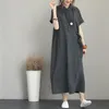 Casual Dresses Summer Dress Woman Solid Color Cotton and Linen Button Type Loose SHORT STEVE MED FACK Female Clothing4263849