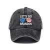 U.S.A Party Hats Let's go Brandon wash print baseball cap grey Festive dad cap T2I53011