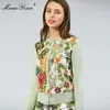 أزياء ربيع الخريف طويلة الأكمام الحياكة قمم المرأة أنيقة العنب الأزهار الطباعة الحرير الصوف سترة 210524