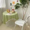 INS Korean Style Hipster Plaid Tablecloth Macarons Color Girl's Heart Lace Side Dining Cushion Tea Picnic Cloth 210724