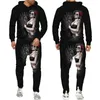 Herrsp￥rar Herrnyhet 3D Skull Grafiska hoodies Horror Print Sweatshirt Hoodie Pants Sportwear Autumn and Spring Man Pullover