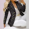 Kvinnors tvåbitar byxor Autumn Women Leopard Print Blazer Coat Suit Set 2021 Femme Formal Jacket Trousers Office Lady Outfits 2 Set
