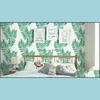 Bakgrundsbilder Décor Hem Garden Wallpape 117.7In x 232in Modern Stripe Peel and Stick Bakgrund Sillben Grön Vit Vinyl Självhäftande D