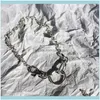 Ketten Anhänger Schmuckketten Hiphop Silber Farbe Round Lock Choker Halskette für Frauen Mädchen Metall Chunky Chain Link Halsketten Statement Jewe