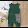 Rompers JumpsuitsMompers Одежда Baby Детская Детская родильная доставка 2021 ползунок Хлопок полосатый без рукавов младенческий комбинезон мальчик Onesies Born