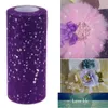 Glitter lantejoulas tulle rolo decoração de casamento 25 jardas 15 cm carretel tutu organza laser diy artesanato decoração decoração de fábrica preço de fábrica qualidade mais recente