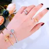 Brincos Colar Missvikki Luxo Trendy Retro Retrô Golden empilhável anel para mulheres conjuntos de jóias de noiva Sea
