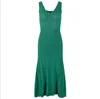 702 2021 Milan Runway Dress Spring Summer Jurk Spaghetti Strap Kint Kort Mouw Green Brand Same Style Empire Damesjurk Fashion YL