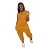 4XL 5XL Dames Effen Kleur Rompertjes Sexy V-hals Jumpsuits Casual Onesie Mode Zomer Kleding Mouwloze Bodysuit Losse One Stuk Broek 4899