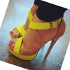 Handmade Womens Stiletto High Heel Sandals two Tones Cross Buckle Strap Sexy Platform Summer Shoes Evening Party Prom Fashion Shoes D448