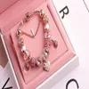 Bangle Rose Gold Flower Heart Bransoletka Kryształ Zroszony Rhinestone Prezent Dla Dziewczyny i Matki