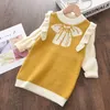 Dziewczyny Dresses Girls Baby Boże Narodzenie Czerwona Sukienka Moda 2021 Zimowe Dzianiny Ubrania Dzieci Dorywczo Księżniczka Bow Swetry Vestidos Dzieci Clothi