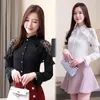 Autumn Korean White Black Chiffon Fashion Shirt Women Long Sleeves Ladies Tops Lace Blouse 4380 50 210417
