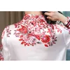 Damskie topy Silk Button Up Shirt Spring Satin Drukowane Z Długim Rękawem Top Women Bluzka i wierzchołki 210512