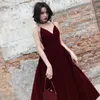 Temperamento elegante vestido sem encosto para mulheres v pescoço sem mangas cintura alta veludo sling vestidos feminino verão 210531