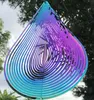 3D Stainless Steel Wind Spinner Indoor Outdoor Garden Decoration Hanging Pendant Craft Ornament Waterdrop Shape Turntable Party Decor 360° Rotating 11.8inch