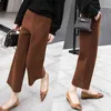 Plus Size Moda Inverno Donna Pantaloni di lana spessa Donna Nove pantaloni larghi a vita alta Straight Chic 12111 210521