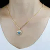 Luxury Lucky Turkish Evil Eile Pendant Halsband Micro Pave Full Cubic Zirconia Rope Chain Blue Greek Eye Amulet Smycken för kvinnor