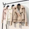 Manteau Parkas FemmesFaux Vison Lapin Femme Bomber Veste Vestes De Base Harajuku Fourrure Teddy En Peau De Mouton Femmes Hiver Daim En Cuir 211220