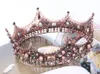 Направления барокко хрустальная принцесса Полная круглая корона свадебные украшения шкала Круг Король и Королева Жемчужина Тиара для свадебного театрализованного вечеринка вечеринка Винтажные головные уборы