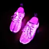 EU # 25-47 LED Casual Shoes USB Uppladdningsbar fiberoptisk sko Lätt och hållbar för nätter ut, fitness och musikfestivaler H1115