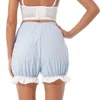 Shorts pour femmes femmes belle Lolita volants filles vêtements de nuit femme de chambre jeu de rôle Costume couleur bloc ceinture élastique Bloomers