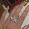 Cluster ringen mode ins bloem zirkoon diamanten edelstenen open voor vrouwen wit goud zilver kleur sieraden Bijoux accessoires geschenken