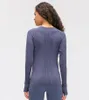 L-201春秋の女性のTシャツの肌にやさしいヨガのトップス長袖の迅速な乾燥通気性スリムフィット薄いランニングスポーツフィットネス親穴のシャツ