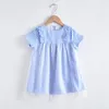 Baby Girls Princess Fancy Dresses Kids Plaid Kostym Barn Mesh Vestidos Söt Casual Clothing 2-7Y 210429