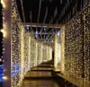 2022 Nowy 3x3m 300 LED Solar Curtain String Lights Wodoodporna 8 Tryby Outdoor Garden Patio Decorations Lights Na Wedding Party Boże Narodzenie