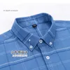 100% bawełna Oxford Casual Casual Koszula męska z długim rękawem Moda Solid Formalne Business Button-Down Plaid Office Wear Chemise Homme 210609