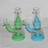 Glow in the Dark Silicone Bong Hookah Shisha Oil DAB Rigs met 4mm Quartz Banger Smoking Pipe Mini Glass Bongs