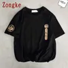 Zongke verão algodão manga curta t camisa homens camiseta samurai cópia casual tops moda macho engraçado t-shirt M-5XL 210706