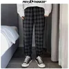 Privathinker Moda Uomo Pantaloni larghi a righe Pantaloni coreani da uomo scozzesi Pantaloni casual oversize Streetwear Jogging 210506