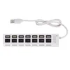 Hubs 7 Port USB Splitter Portable Data Hub With Individual On/Off Switch And LED Surge Protection