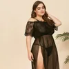 Auf Lager 4 Plus Size Damen Unterwäsche Sexy Mess Night Langes Kleid Nachthemd aushöhlen Nachthemd Dessous Spitze Nachtwäsche Transparen257M