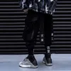 Büyük Çanta Tulum Şerit Erkek Fonksiyonu Takım Kadınlar / Erkek Giysileri Harajuku Hiphop Kargo Pantolon Jogger Tayt Boyu Tulum H1223