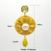 Dangle Kroonluchter Mode Bloem Drop Oorbellen Voor Vrouwen Verklaring Kleurrijke Petal Cirkel Grote Fancy Earring Sieraden Parel Crystal Long Oor