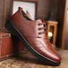 Business Men's Shoe Black Brown Color Round Head Soft Soles Casual Work Shoes